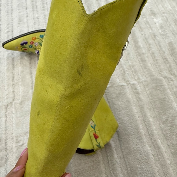 Rare Donald J. Pliner Lime Green Suede Western Boots Size 6 - Made in Italy - Picture 10 of 12